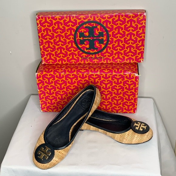 Tory Burch Shoes - Tory Burch 8 Original Box Flats REVA RAFFIA STRAW